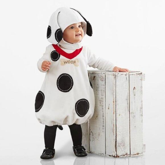 [Pottery Barn Kids] Baby Puppy Spotted Dog Fleece Costume Halloween Sz 0-6 Month - Picture 1 of 9